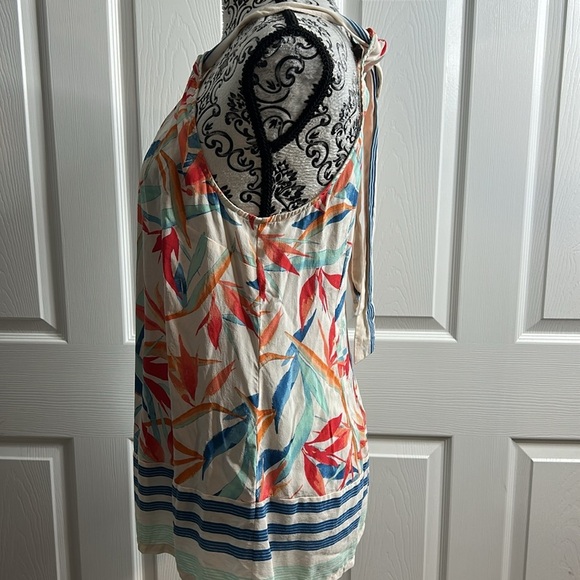 Tommy Bahama Multicolor Leaf Print Halter Top Silk Summer Beach M - Picture 3 of 5